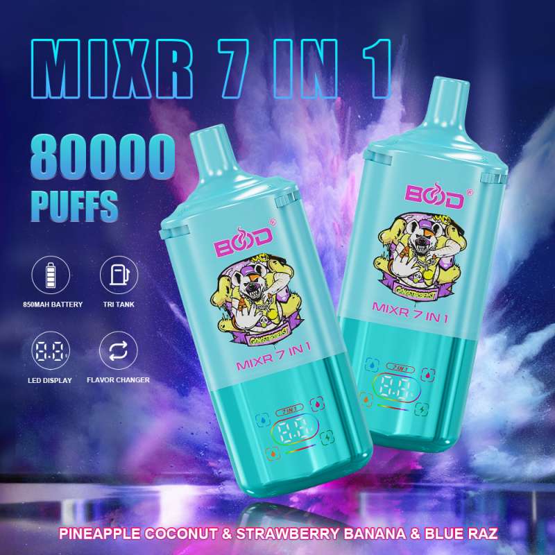 Pineapple-coconut-Strawberry-banana-Blue-razBOOD MIXR 7 IN 1 80000