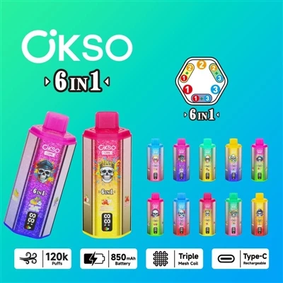 OKSO 120000 6in1: การวิเคราะห์ที่ครอบคลุมของบุหรี่ไฟฟ้า-ปลายหก-ใน-บุหรี่ไฟฟ้า...