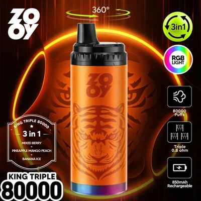 ZOOY KING 3-ใน-1 80000 บุหรี่ไฟฟ้าแบบพัฟแบบใช้แล้วทิ้ง-: การสร้างมาตรฐานอุตสา...