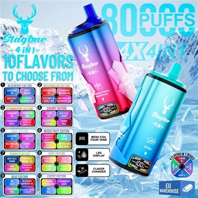 Stag Bar 4in1 80000 Puffs: ทางเลือกยุคใหม่สำหรับบุหรี่ E- แบบใช้แล้วทิ้งที่มี...