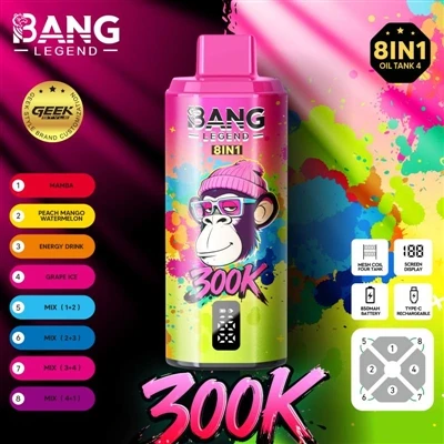 Bang Legend 300K – ก้าวข้ามขีดจำกัดของความทนทานสำหรับบุหรี่ไฟฟ้าแบบใช้แล้วทิ้ง-