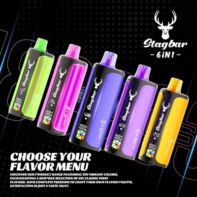 Stag Bar 6in1 180K: บุหรี่ E- แบบใช้แล้วทิ้งที่ผสมผสาน 'ความทนทาน' และ 'ความส...