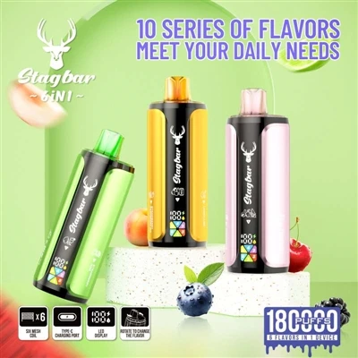Stag Bar 6in1 180K: เมื่อบุหรี่ E- แบบใช้แล้วทิ้งเริ่ม 'สนุกสนาน'