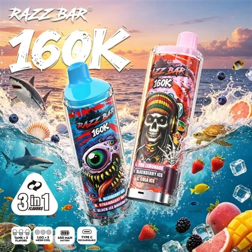 Razz Bar 160K Puff: ผสมผสานรสชาติที่หลากหลาย อายุการใช้งานแบตเตอรี่ที่ยาวนาน ...