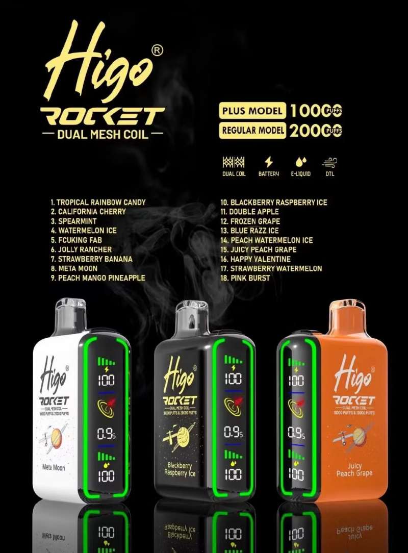 Higo-Rocket-10000-20000-Puff-E-Cigarette-Disposable-VapeHigo Rocket 20000
